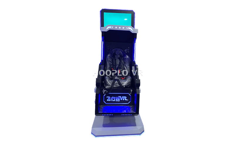 Front view of the real Single Person VR 360 Simulator showing its seating and frame design, suitable for commercial operators in the vr business for sale market.