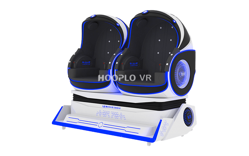 Right-side view of the two-seater VR Egg Chair capsule highlighting its attractive egg-shaped silhouette and crowd-pulling appearance for venue display.