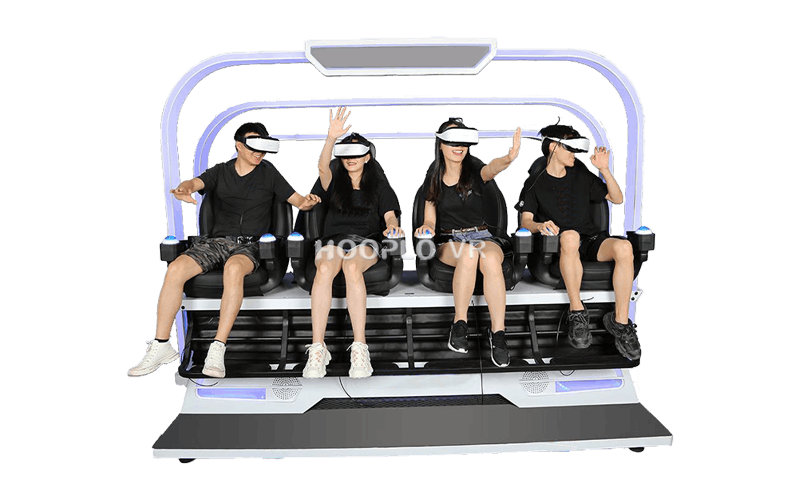 Group VR experience with four players seated on VR Four Seat Cinema – B