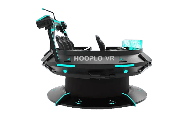 Side view of VR Five Seat Flying Saucer – A model highlighting seat arrangement and LED lighting effects