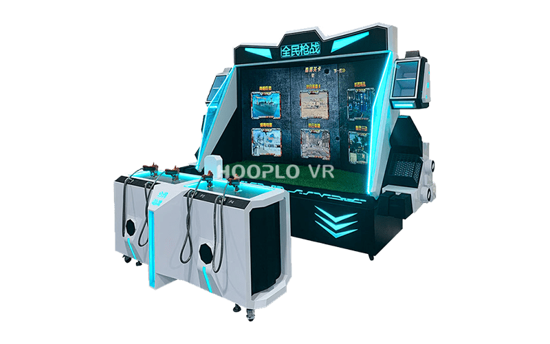 Left-side view of the Four Person Gun Battle - A VR equipment, providing a detailed perspective of the design.