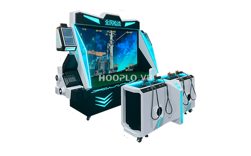 Right-side view of the Four Person Gun Battle - A VR equipment, highlighting its structure and unique design features.