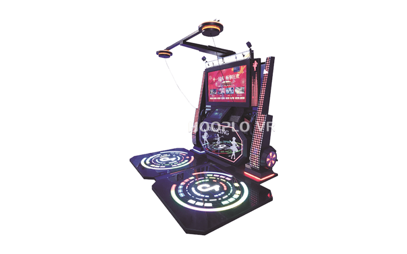 Side view of VR Dance Machine VR equipment highlighting structure and gameplay setup.
