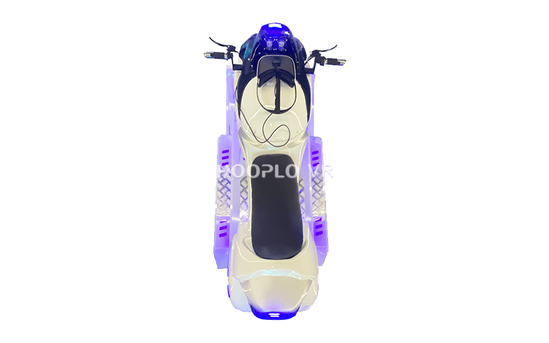 Top view of VR Motorcycle Simulator A showing handlebar layout and riding position