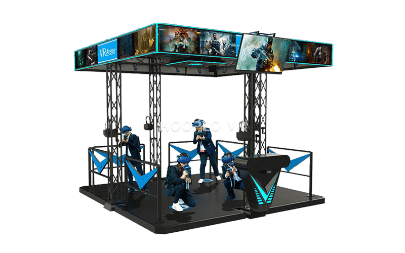 Commercial VR arena system of the VR Four-Player Duel Simulator designed for four-player competitive gameplay