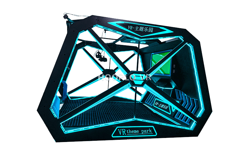 Left view of VR Space-Time Battle Simulator showing open VR combat platform structure