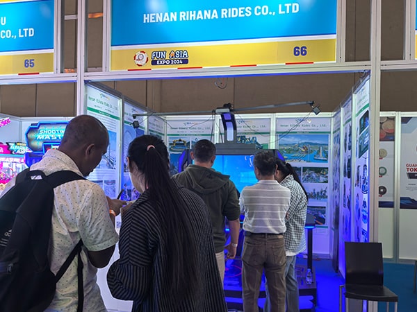 Jakarta Fun Asia Expo 2024 visitors trying our VR shooting simulator
