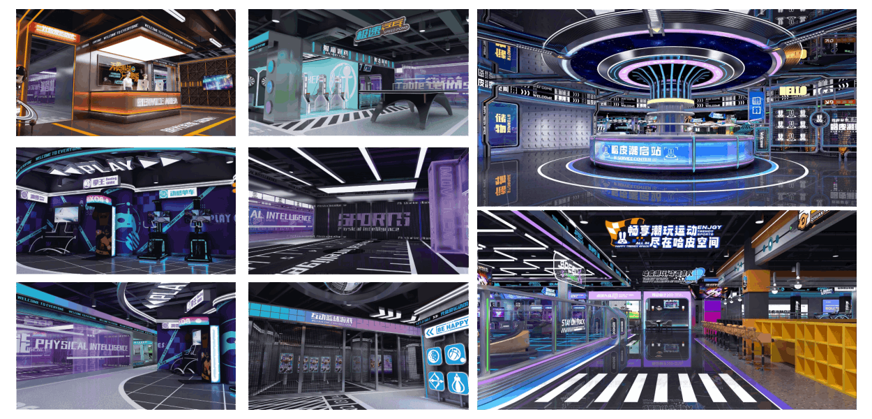 High-tech indoor sports arcade facility design projects for commercial entertainment venues