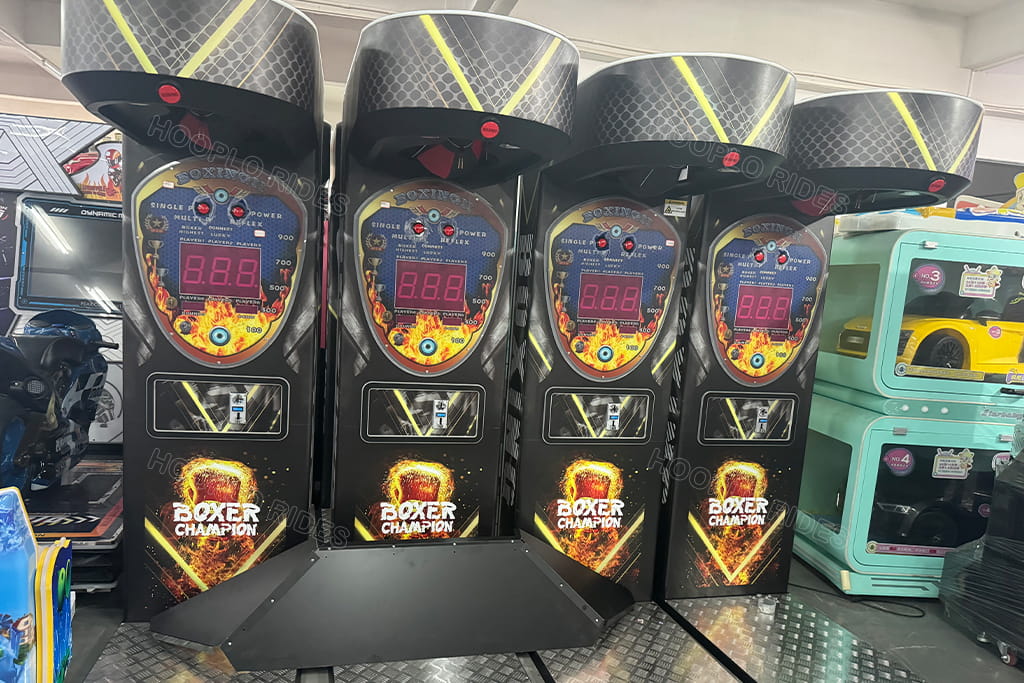 Four sets Boxer Champion boxing arcade punching game machines, coin operated power tester game equipment